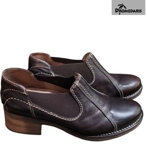 DROMEDARIS Kai slip on leather clogs ankle boots brown Size 40/ 9